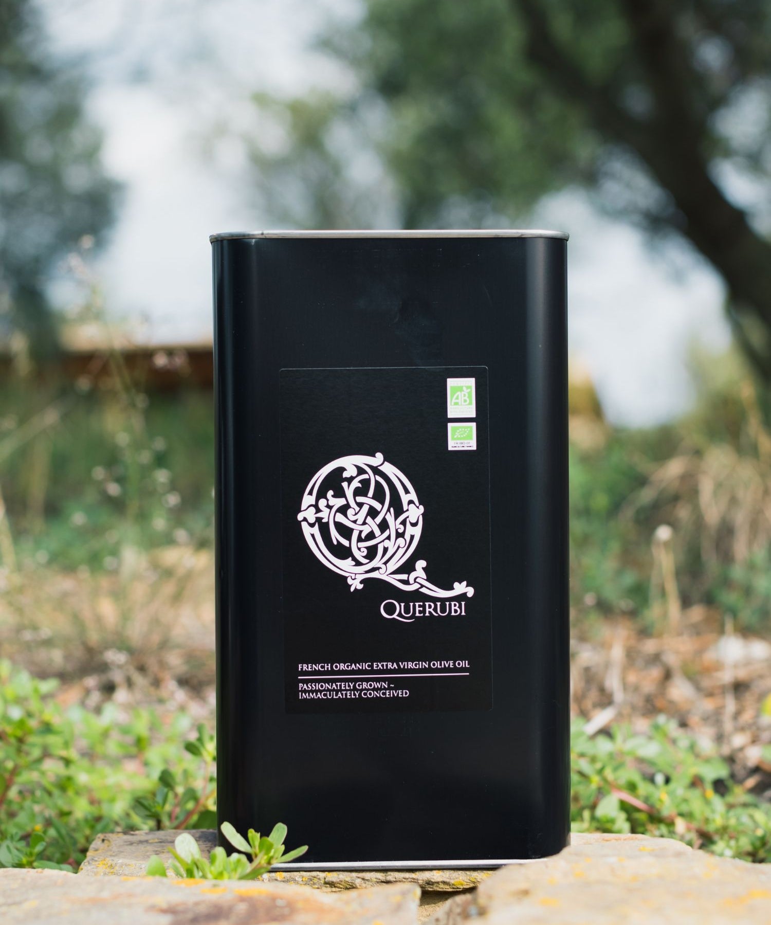 Querubi 3L tin of French organic extra virgin olive oil from the Eastern Pyrenees